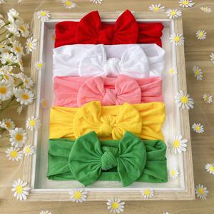 3Pcs 아기 Bowknot 헤어 밴드 브로드 사이드 머리띠 키즈 여자 부티크 탄성 보호 터번 모자를 쓰고 있죠 키즈 헤어 액세서리