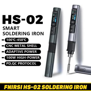 FNIRSI HS-02 납땜 인두 스마트 슬립 IPS 컬러 디스플레이 화면 100-450 ℃   납땜 재작업 스테이션 PD100W 휴대용 수리 도구