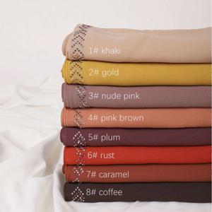 새로운 라인 석 쉬폰 Hijab 스카프 여성 이슬람 Hijab 럭셔리 구슬 진주 스카프 목도리 여성 긴 스카프 목도리 머리 랩 터번