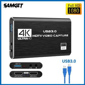 4K HDMI 호환 USB 3.0 비디오 캡처 카드 OBS 캡처 게임 카드 용 1080P 60fps HD 비디오 레코더 그래버 라이브 4K SAMGET