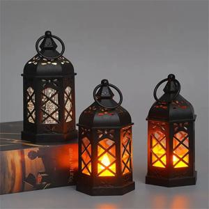 레트로 데스크탑 LED 램프, 크리 에이 티브 육각 바람 램프, 휴대용 촛불 및 말 램프, 분위기 장식 선물