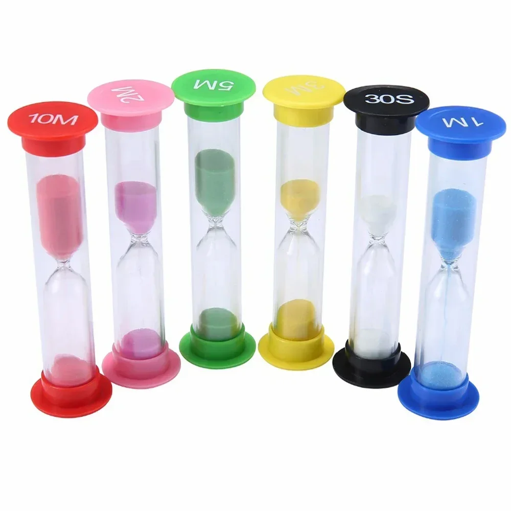 6Pcs 모래 타이머 플라스틱 모래 시계 타이머 다채로운 모래 시계 모래 시계 작은 30초/1분/2분/3분/5분/10분 모래 시계 타이머
