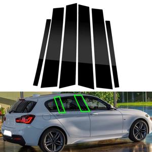 BMW 1 시리즈 F20 용 6Pcs 2012 2013 2014-2019 자동차 광택 블랙 창 도어 열 BC 기둥 포스트 커버 트림 스티커 액세서리