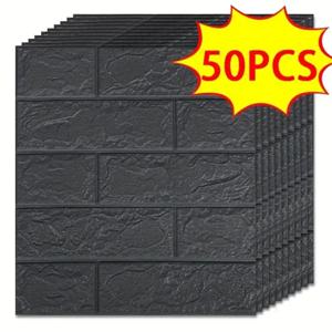 10/20/30/40/50pcs DIY 3D 간단한 벽돌 패턴 벽 스티커, 두꺼운, 방음, 방수, 방습