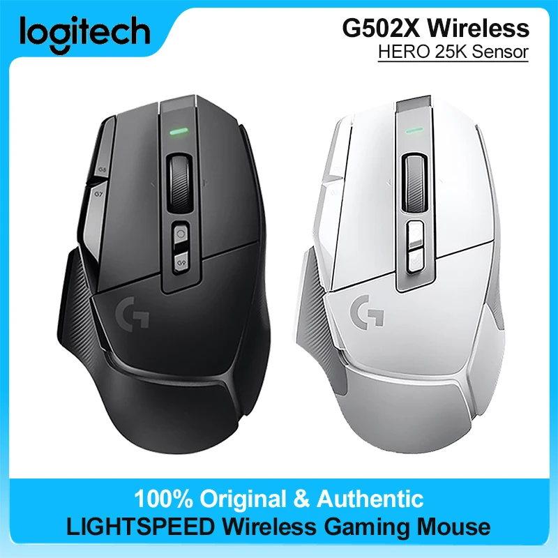 Logitech G502X 게임용 마우스 HERO 25K 센서 E-스포츠 하이브리드 마이크로스위치 인체공학적 2.4G LIGHTSPEED 무선 충전식 마우스