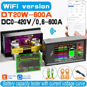 DC 0-420V Tuya WiFi 스마트 리튬 배터리 용량 감지 테스터 DC 디지털 디스플레이 전류 전압 쿨롱 전력계 DT20W