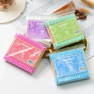 여성 메이크업 립스틱 코튼 봉오리 팁 스틱, 더블 헤드 우드 면봉, 코 귀 청소, 건강 관리 도구, 고품질 100 개