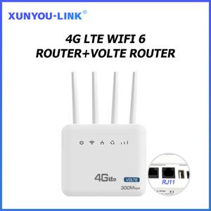 4G LTE WiFi 라우터 WiFi 6 모뎀 유선 전화 인터페이스가있는 300Mbps 2.4G 유럽 아프리카 아시아 남미 용 SIM 카드 슬롯