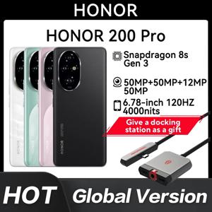 새로운 오리지널 글로벌 버전 Honor 200 Pro ELP-NX9 스냅드래곤 8S Gen 3 6.78인치 120Hz AMOLED 5200mAh 100W 유선 66W 무선 NFC