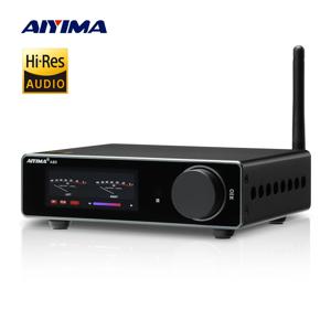 AIYIMA A80 TPA3255 블루투스 증폭기 PFFB DAC 전자 UV 미터 전원 300WX2 Hi-Res HiFi 홈 디지털 Amp PC-USB 동축 광 TRS RCA 입력을 가진