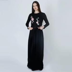 XS-XXXL 레이디 카디건 복장 캐주얼 Embroidey 꽃 블랙 립 탑 맥시 드레스 롱 드레스 지퍼 우아한 Shlomo 드레스 세트
