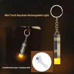 MC 게임 테마 주변 토치 LED 라이트 USB 충전식 미니 토치 키 체인 배낭 펜던트 어린이 선물 LED 야간 조명