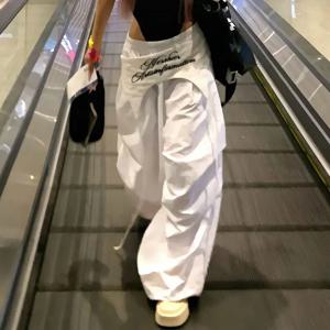 MEXZT Y2K 화이트 카고 바지 여성 streetwear 자수 헐렁한 스웨트 팬츠 하라주쿠 와이드 레그 조깅 여름 오버 사이즈 바지 new