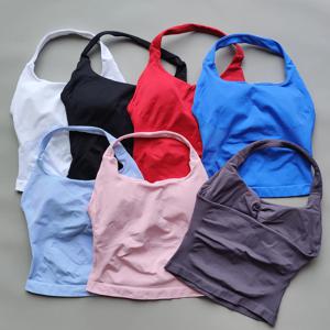 ARFTE 홀터 탑 체육관 조끼 여성 등이없는 탱크 탑 스포츠 브래지어 러닝 조끼 운동 탑 Activewear 요가 의류