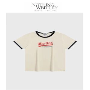 루즈핏 티셔츠 브랜드 Nothing Written Narchi 2025년 봄 키즈 클럽 의상 PU 소재 루즈핏 반팔 티셔츠 티셔츠 반팔 티셔츠