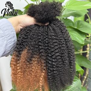 나비 아프로 곱슬머리 벌크 4C 노 웨프트 100% 인모 헤어 번들 익스텐션 30g/묶음 (곱슬머리, 땋은 머리, 크로셰용)