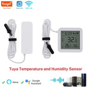 스마트 홈 습도계 용 외부 프로브가있는 Tuya WiFi 온도 습도 센서 식물 수족관 와이너리 용 APP 모니터링