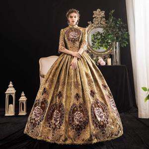 유화 코트 복고풍 연예인 드레스 화려한 공연 드레스 무대 Sissi Princess Mid-sleeved Annual Meeting Women 연주용드레스