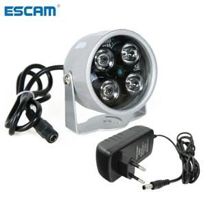 ESCAM-CCTV led 4 어레이 IR led 일루미네이터 라이트, CCTV IR 적외선 방수 야간 보안 카메라 사용 12V 2A 전원