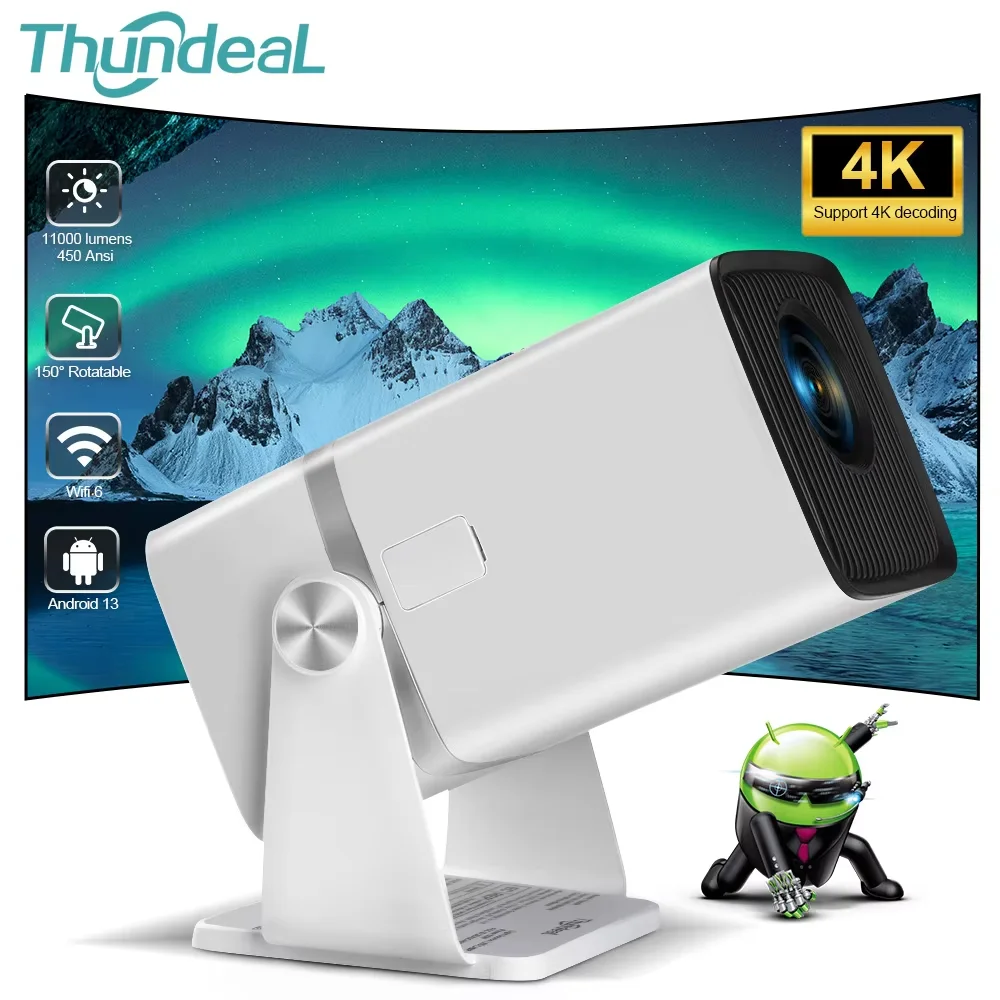ThundeaL HD 미니 프로젝터, 홈 시어터 시네마 3D 휴대폰 비디오 영화 프로젝터, TD90 PK TD80W, 1080P 와이파이, 안드로이드 TD80