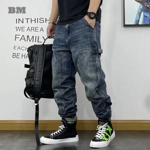 아메리칸 패션 힙합 카고 청바지 streetwear 스케이트 보드 하렘 바지 남성 의류 일본 하라주쿠 데님 캐주얼 바지 남성