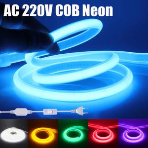AC 220V COB 네온 불빛 288Leds/M 화이트 레드 아이스 블루 핑크 옐로우 퍼플 그린 높은 밝은 CRI RA90 방수 리본 LED 스트립