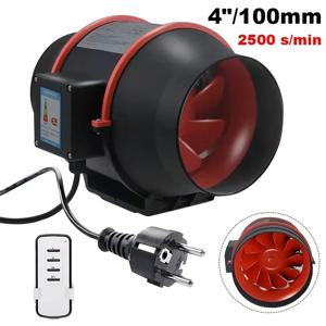 1Pcs 굴뚝 팬 100mm 속도 제어 가변 속도 제어 기능이있는 혼합 흐름 인라인 팬 45W/48W 220V 고속 조용한 배기 팬