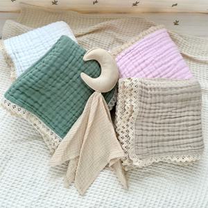 6 레이어 모슬린 Swaddle 랩 유기농 면화 아기 레이스 담요 신생아 수신 담요 유아 목욕 타월