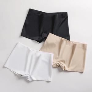 2023 여성 Boyshort 팬티 안전 짧은 여름 얼음 실크 원활한 팬티 속옷 블랙 누드 복서 팬티 여성 언더 팬츠