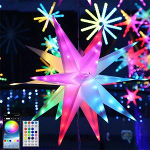 Dia60CM RGBIC 스마트 폭발 스타 요정 빛 블루투스 APP 불꽃 놀이 빛 크리스마스 Starburst 빛 갈 랜드 휴일 장식