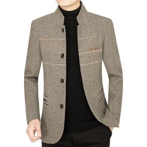 새로운 남성 캐주얼 모직 블레이저 자켓 비즈니스 정장 코트 울 혼합 남성 가을 슬림 피트 블레이저 정장 코트 남성 의류