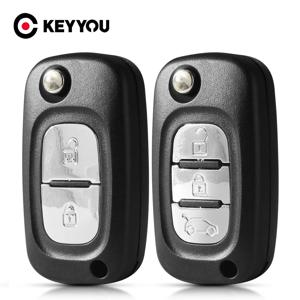 KEYYOU Filp 원격 키 쉘 2/3 버튼 케이스 Renault Clio 3 Kangoo Master Modus Twingo 2006-2016 교체 용 Uncut Blade