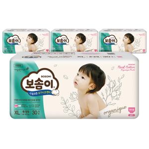 보솜이 리얼코튼 오가니크 팬티 특대 여아 30매 4팩