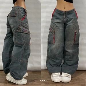 Y2K 패션 헐렁한 청바지 데님 카고 바지 여성 빈티지 멀티 포켓 하이 웨스트 새로운 하라주쿠 고딕 와이드 바지 streetwear