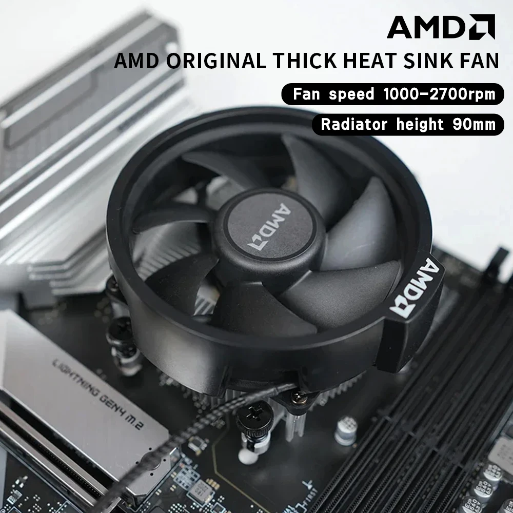 Ryzen 3 Ryzen 5 Ryzen 7 AM5 AM4 CPU R3 R5 5600 5500 5600G R7 5700G R7 5800 R7 7600 용 새 AMD 오리지널 팬 라디에이터 쿨러 슈트