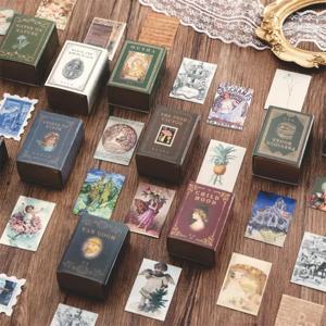 보라색 시리즈 스티커, 미적 장식, Ablum 일기, 사각형 종이 스티커, 어린이 문구, 박스 당 100 개