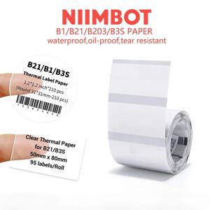 Niimbot 미니 휴대용 열전사 프린터용 투명 접착식 라벨 용지, 원형 스티커, B1, B21, B3s