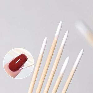 네일 아트 우드 코튼 면봉 청소 스틱, 버드 팁 큐티클 푸셔 헤드, 매니큐어 디테일 교정기, 네일 광택제 제거 도구, 100 개