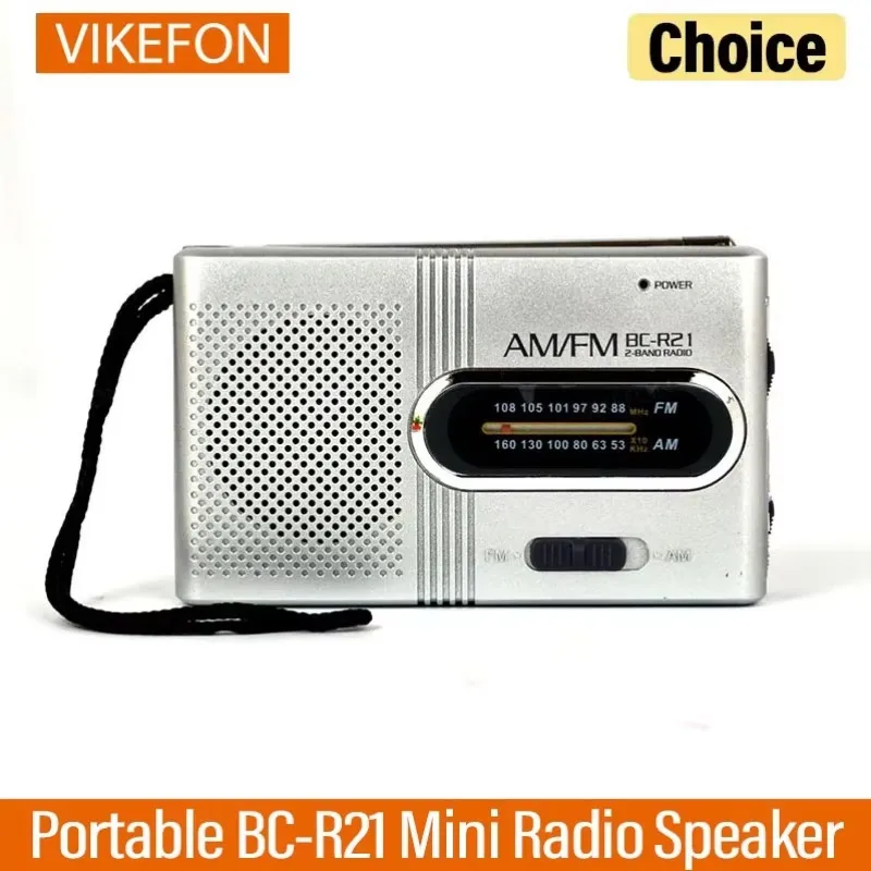 BC-R21 휴대용 AM FM 라디오 수신기 플레이어 표준 3.5MM 헤드폰이 내장된 스피커 내장 휴대용 경량 초박형