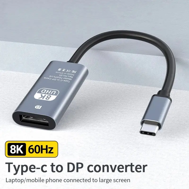 HD USB-C-디스플레이 포트 변환기, C타입 수-DP 암 커넥터 지지대, 맥북 프로 델에 적합, 8K 60Hz, 4K 120Hz