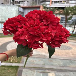 5 머리 대형 화이트 핑크 수국 인공 꽃 실크 DIY 웨딩 신부 꽃다발 가짜 꽃 파티 홈 인테리어