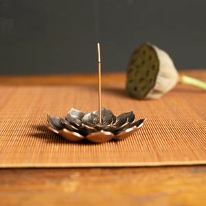 1PC 합금 향 버너 스틱 홀더 플레이트 불교 연꽃 향로 청동 Nasturtium 향 버너