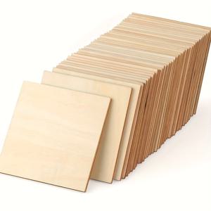 공예에 대 한 10Pcs 나무 사각형 4x4in 빈 나무 시트, 나무 굽기 그림에 대 한 얇은 미완성 된 나무 사각형 염색 나무 조각