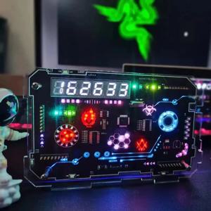 새로운 게임 분위기 룸 예술과 기술 감각 수제 RGB 데스크탑 시계 장식 액세서리 선물
