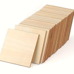 공예에 대 한 10Pcs 나무 사각형 4x4in 빈 나무 시트, 나무 굽기 그림에 대 한 얇은 미완성 된 나무 사각형 염색 나무 조각