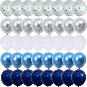 40PCS 실버 나이트 블루 화이트 풍선 성별 공개 결혼식 발렌타인 데이 베이비 샤워 생일 글로브 파티 장식