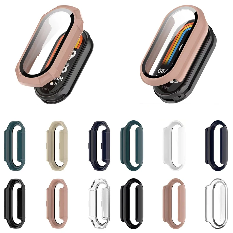 Xiaomi Mi Band 9 용 케이스 + 유리 Mi Band 9 커버 쉘용 안티 스크래치 보호 커버 올라운드 PC 화면 보호기 범퍼