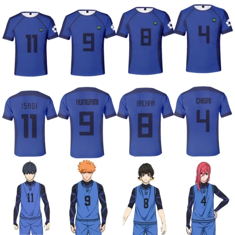 애니메이션 일본 블루 잠금 Isagi Yoichi 축구 유니폼 티셔츠 코스프레 Hyoma Chigiri Meguru Bachira Tee 오리지널 아동복