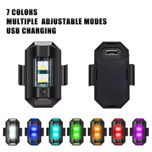 범용 LED 스트로브 조명, 오토바이 충돌 방지 경고등, USB 충전, 7 색 드론 플래시, 방향 지시등
