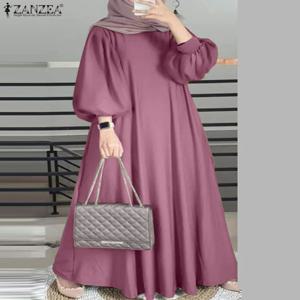 우아한 여성 이슬람 abaya 가운 zanzea 라마단 sundress 가을 맥시 드레스 패션 긴 랜턴 슬리브 이슬람 vestidos kaftan